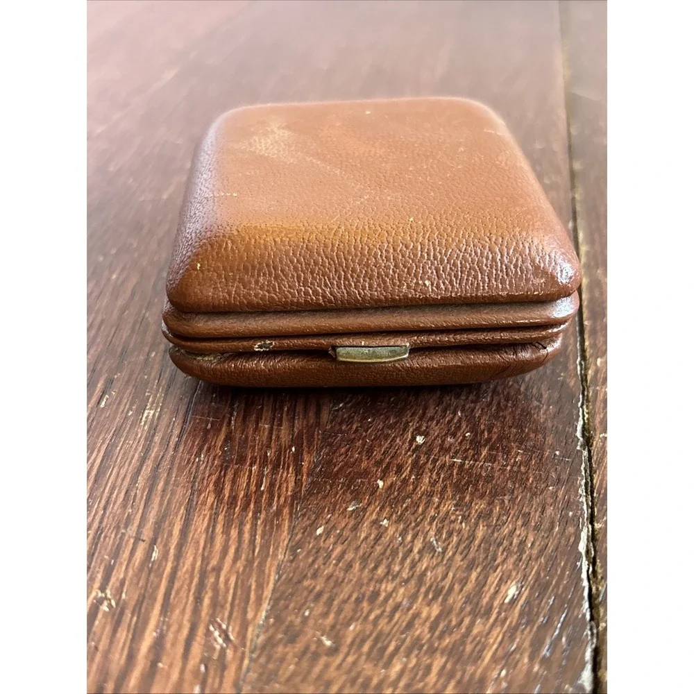 Vintage Travel ALARM CLOCK Heco German Brown Leather 8 days Pocket 1960s